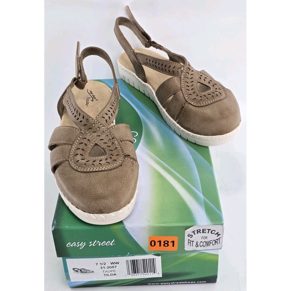 NIB Easy Street Tilda‎ Comfort Fisherman Sandals Women's TAUPE Slip On Sz 7.5 WW